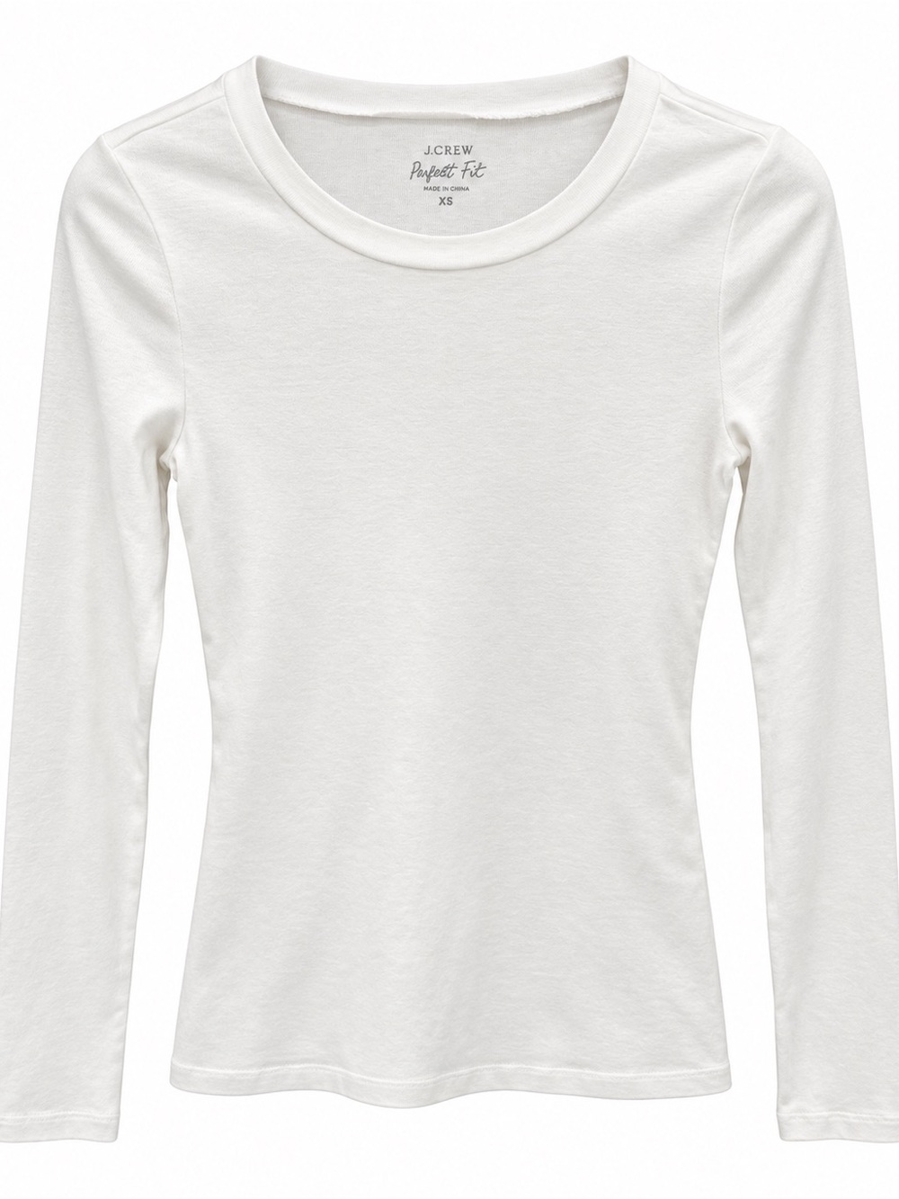 J. Crew White Long-Sleeve Crewneck Womens Tee XS